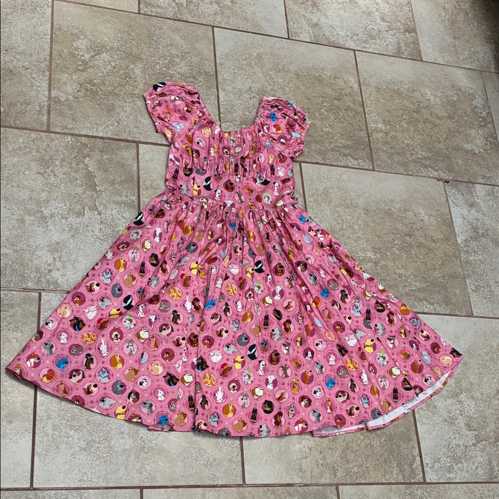 Disney Pink Midi Dress with Dogs of Disney Character Medallions